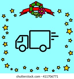 Web line icon. Delivery, truck
