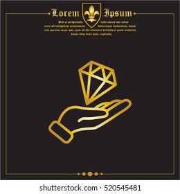Web line icon. Diamond in hand