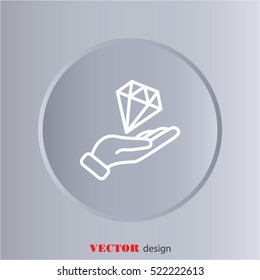 Web line icon. Diamond in hand