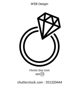 Web line icon. Diamond ring.