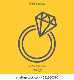 Web line icon. Diamond ring.