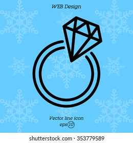 Web line icon. Diamond ring.