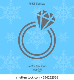 Web line icon. Diamond ring.