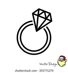 Web line icon. Diamond ring.