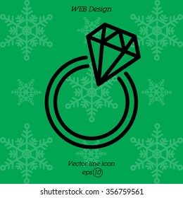 Web line icon. Diamond ring.