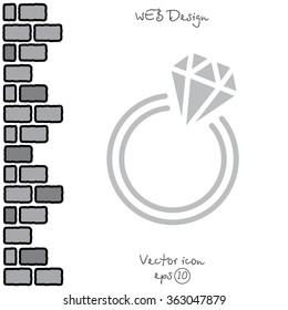 Web line icon. Diamond ring.