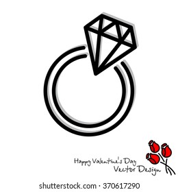 Web line icon. Diamond ring.