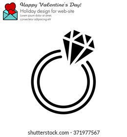 Web line icon. Diamond ring.