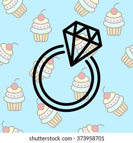 Web line icon. Diamond ring.