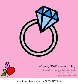 Web line icon. Diamond ring.