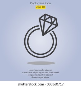 Web line icon. Diamond ring.