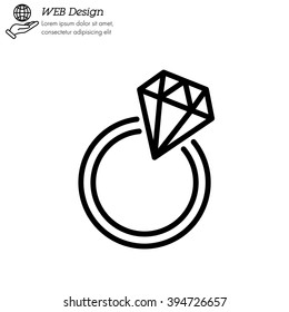 Web line icon. Diamond ring.