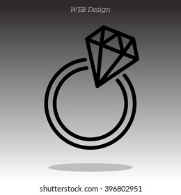 Web line icon. Diamond ring.