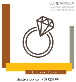 Web line icon. Diamond ring.