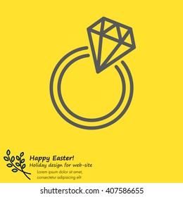 Web line icon. Diamond ring.