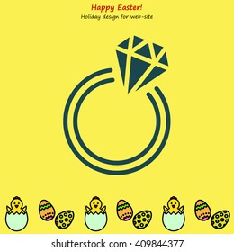 Web line icon. Diamond ring.