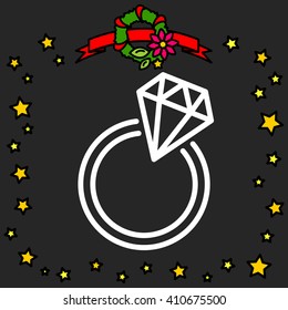 Web line icon. Diamond ring.