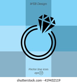 Web line icon. Diamond ring.