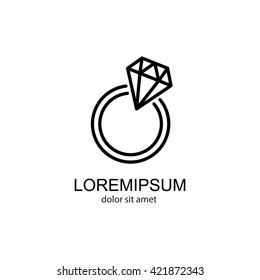 Web line icon. Diamond ring.