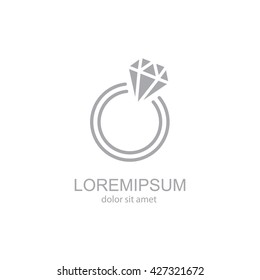 Web line icon. Diamond ring.