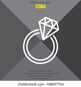 Web line icon. Diamond ring.