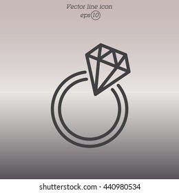 Web line icon. Diamond ring.