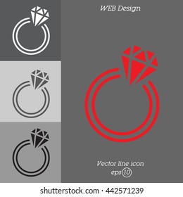 Web line icon. Diamond ring.