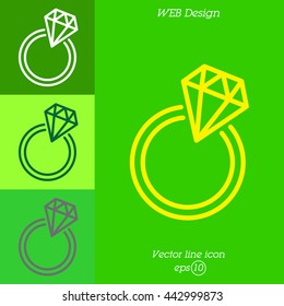 Web line icon. Diamond ring.