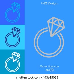 Web line icon. Diamond ring.