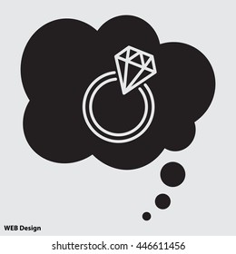 Web line icon. Diamond ring.