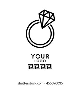 Web line icon. Diamond ring.