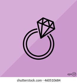 Web line icon. Diamond ring.