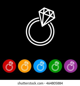 Web line icon. Diamond ring.