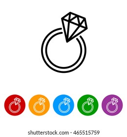 Web line icon. Diamond ring.