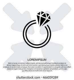 Web line icon. Diamond ring.