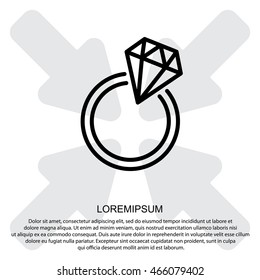 Web line icon. Diamond ring.