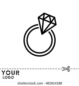 Web line icon. Diamond ring.