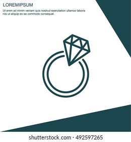 Web line icon. Diamond ring.