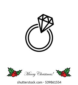 Web line icon. Diamond ring.