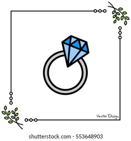 Web line icon. Diamond ring.
