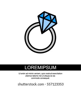 Web line icon. Diamond ring.