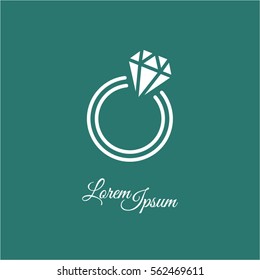 Web line icon. Diamond ring.