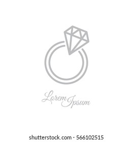 Web line icon. Diamond ring.