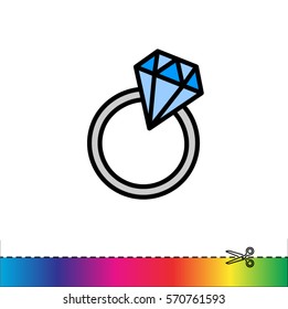 Web line icon. Diamond ring.