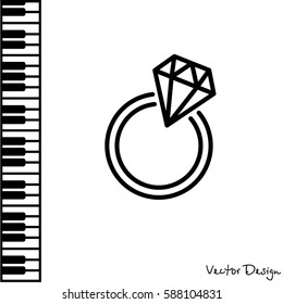 Web line icon. Diamond ring.