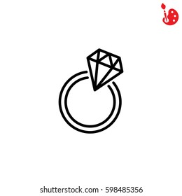 Web line icon. Diamond ring.