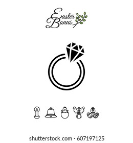 Web line icon. Diamond ring.