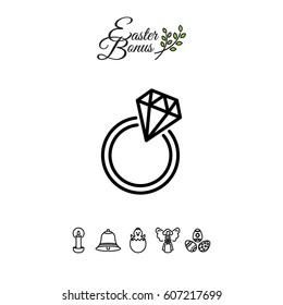 Web line icon. Diamond ring.