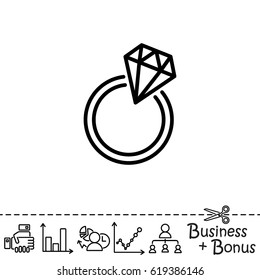 Web line icon. Diamond ring.