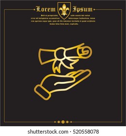Web line icon. Diploma in hand